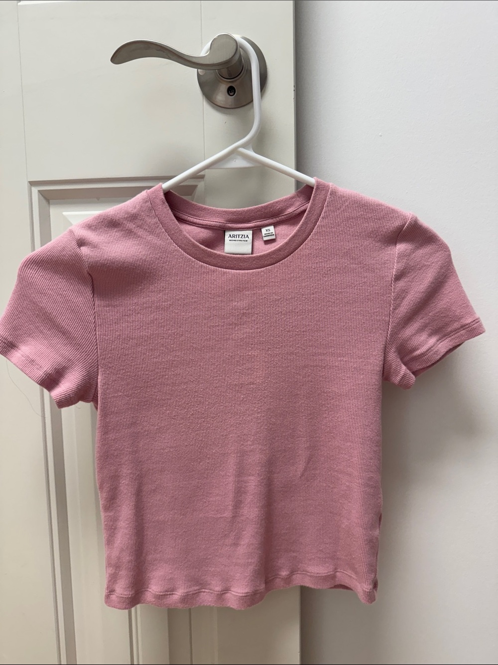 Aritzia Kids Pink Ribbed Short Sleeve Tee